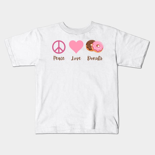 Peace Love Donuts Kids T-Shirt by SearayArtCo
